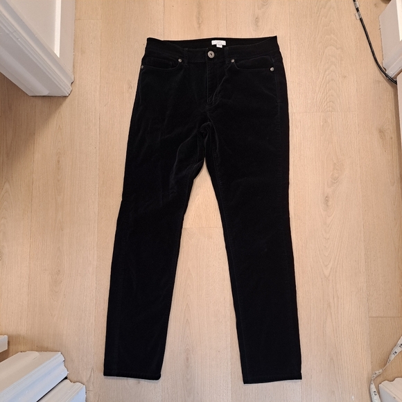 J. Jill Black Velvet Velour Mid Rise Slim Minimalist Contemporary Pants Size 6 - Picture 1 of 8